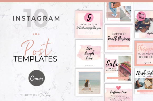 Download Instagram Posts for Canva | Watercolor - Instagram posts Collection